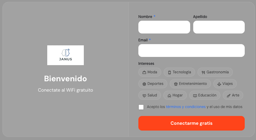 Captive portal Janus en formato horizontal